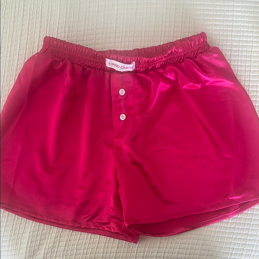 Women's Pink Satin Shorts